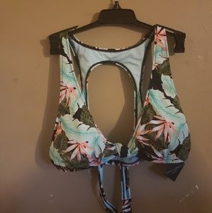 Vanilla beach sport swim top tropical green L new